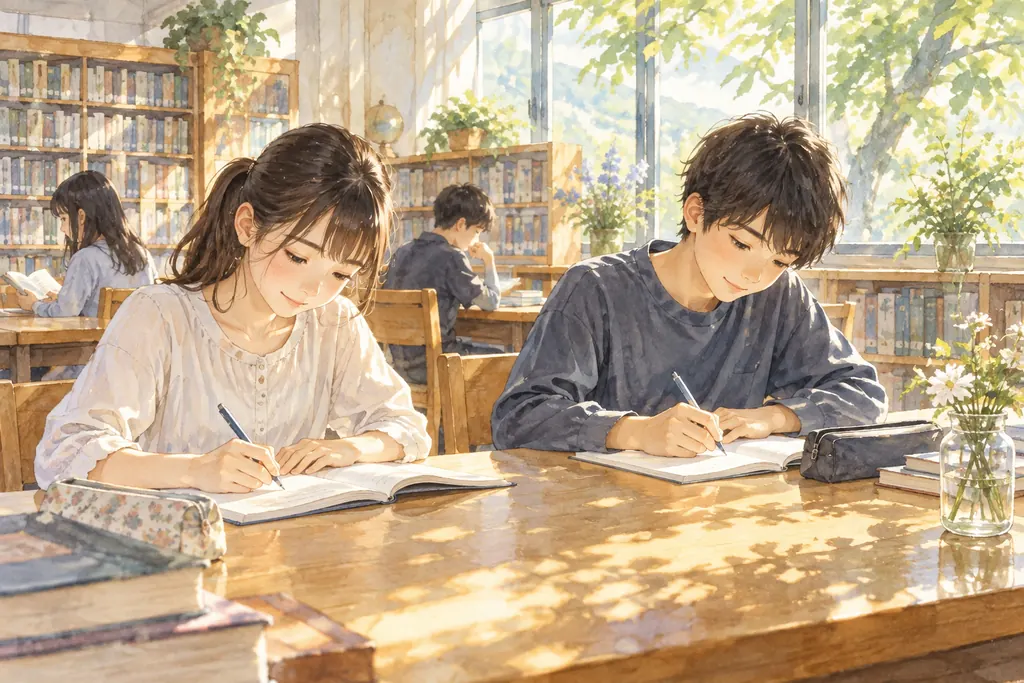 狭山ヶ丘高等学校付属中学校の学びをイメージしたイラスト(AI生成)(AI生成のイメージイラスト)
