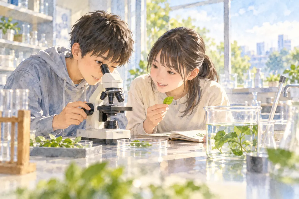 東邦大学付属東邦中学校の学びをイメージしたイラスト（AI生成）（AI生成のイメージイラスト）