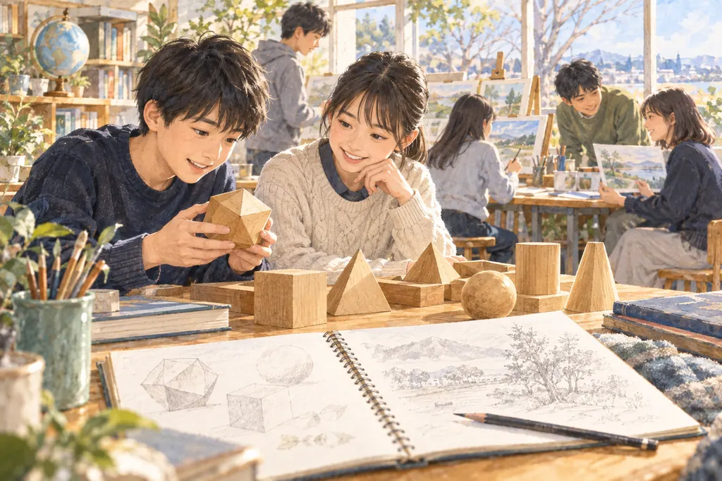 八千代松陰中学校の学びをイメージしたイラスト（AI生成）（AI生成のイメージイラスト）