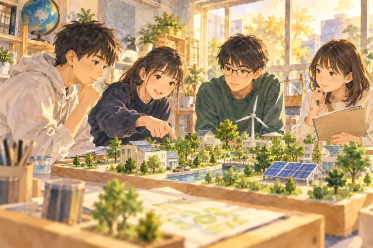 芝浦工業大学柏中学校の学びをイメージしたイラスト（AI生成）（AI生成のイメージイラスト）