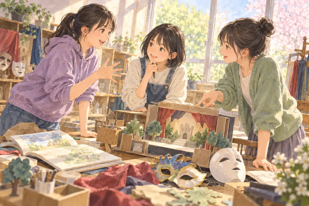 女子学院中学校の学びをイメージしたイラスト（AI生成）（AI生成のイメージイラスト）