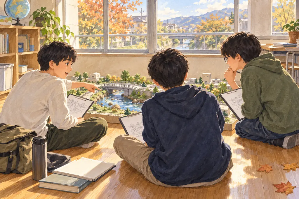 海城中学校の学びをイメージしたイラスト（AI生成）（AI生成のイメージイラスト）