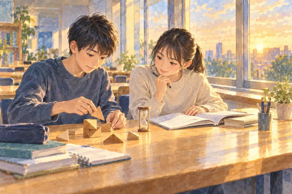 青稜中学校の学びをイメージしたイラスト（AI生成）（AI生成のイメージイラスト）