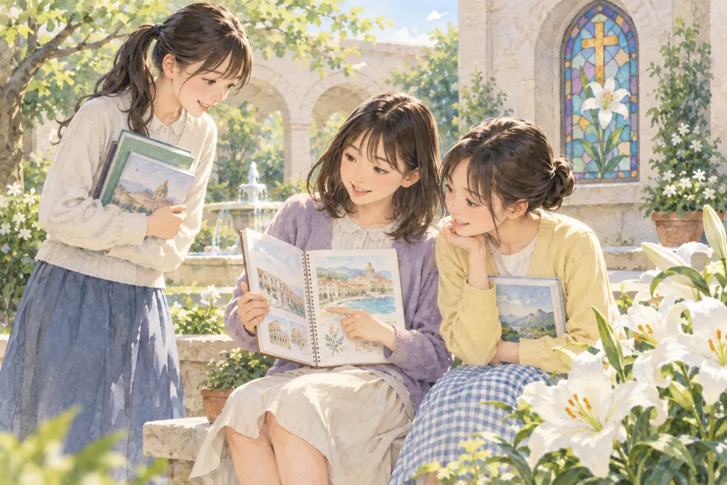 白百合学園中学校の学びをイメージしたイラスト（AI生成）（AI生成のイメージイラスト）