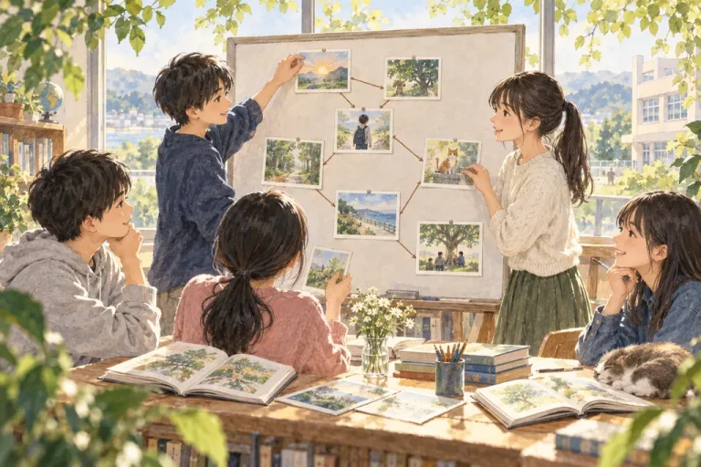 森村学園中等部の学びをイメージしたイラスト（AI生成）（AI生成のイメージイラスト）