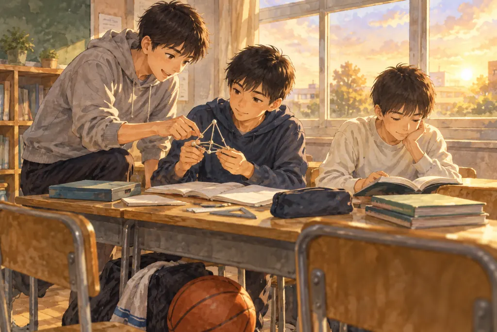 日本大学豊山中学校の学びをイメージしたイラスト（AI生成）（AI生成のイメージイラスト）