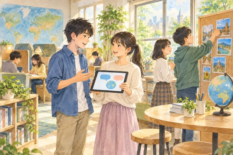 日本大学中学校の学びをイメージしたイラスト（AI生成）（AI生成のイメージイラスト）
