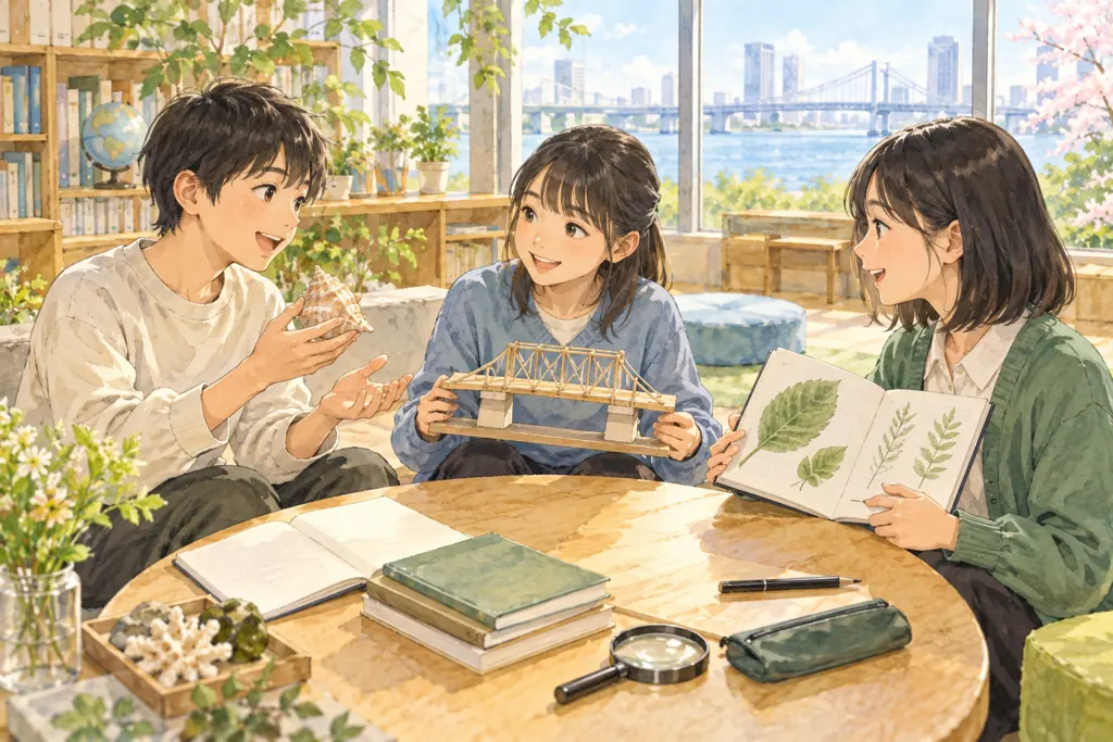 かえつ有明中学校の学びをイメージしたイラスト（AI生成）（AI生成のイメージイラスト）