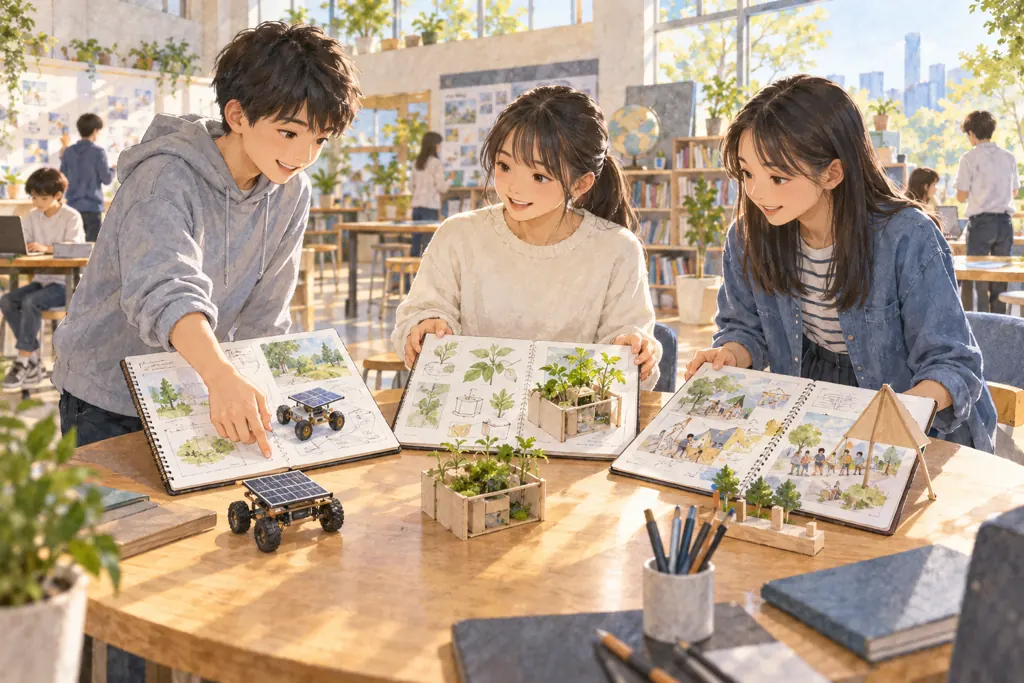 ドルトン東京学園中等部の学びをイメージしたイラスト（AI生成）（AI生成のイメージイラスト）