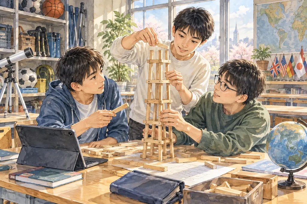 佼成学園中学校の学びをイメージしたイラスト（AI生成）（AI生成のイメージイラスト）