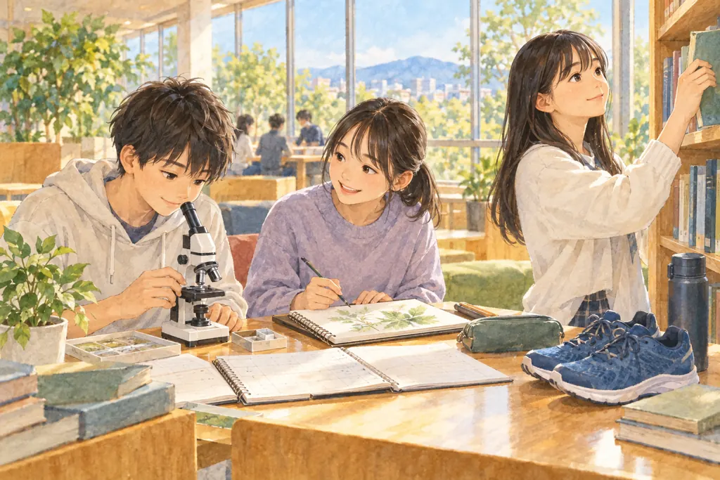 八王子学園八王子中学校の学びをイメージしたイラスト（AI生成）（AI生成のイメージイラスト）